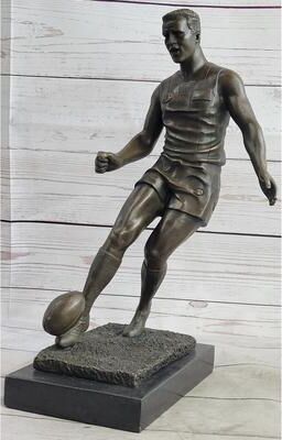 Bronzhaus Large Muscular Rugby Player Bronze Sculpture Statue Marble Figurine By Milo Gift