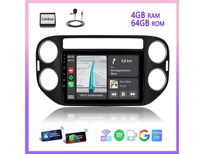 A-Sure 8-Core Carplay Android 15 Carplay GPS Navi Für VW GOLF Tiguan 5N 2013 Autoradio (Digitalradio (DAB), DSP, Apple Carplay, RDS, UI Theme)