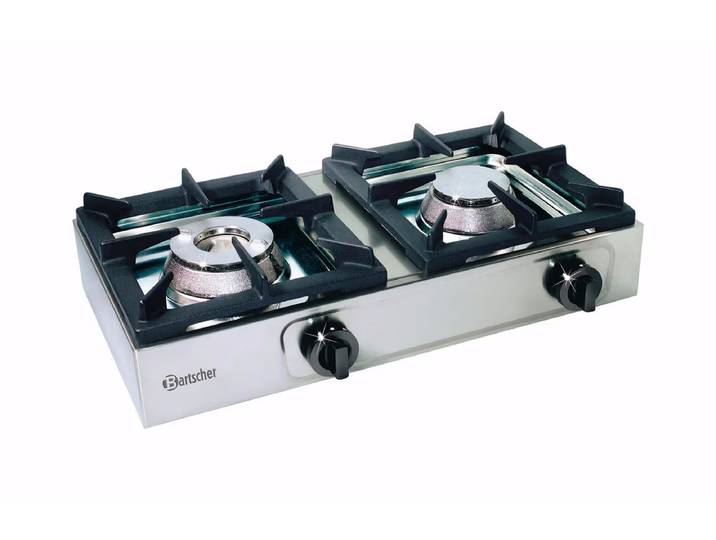Bartscher Gaskocher 2 Flammen à 3, 0kW - LR mit Flüssiggasanschluss – Gastro Backofen/Gastro Kochfeld/Gastro Mikrowelle – edelstahl