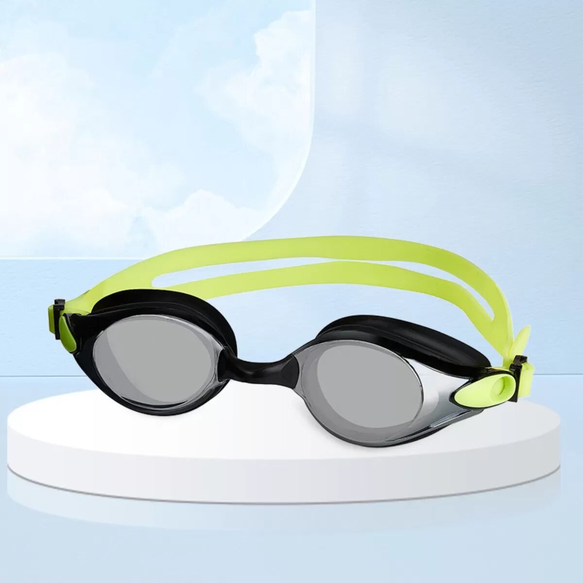 INF Lunettes de natation avec étui - Anti-buée, protection UV, large vision, joint silicone, double sangle réglable pour