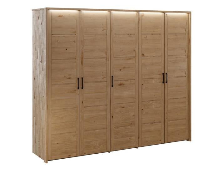 Kleiderschrank 238cm 5-trg. 'Meran' Wildeiche massiv geölt