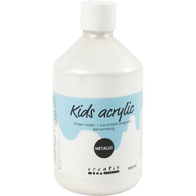 Creativ Company Acrylfarbe Metallic, Metallic, Weiß, 500 ml/ 1 Fl.