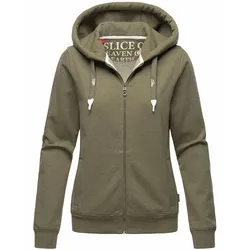NAVAHOO Damen Kapuzensweatshirt Sportlicher Zip-Hoodie mit Dicken Tunnelzugkordeln Engelshaar