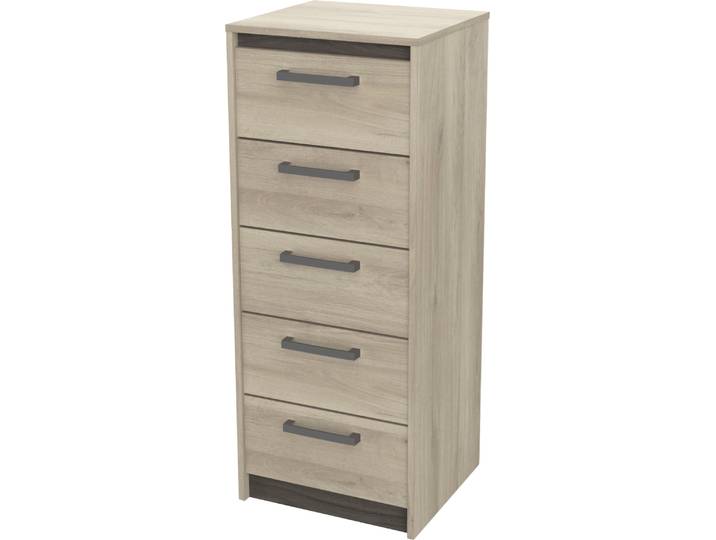 Kommode DEMEYERE GROUP Watson , braun (kronberg eich, waterford), B:42,8cm H:107cm T:39,6cm, Holzwerkstoff, Sideboards, Kommode, Schubkatenkommode 5 Schubladen