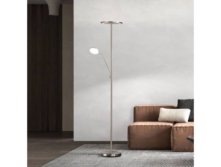 FISCHER & HONSEL Deckenfluter Sorento, dimmbar, alu / grau / zink, für Wohn- / Esszimmer, Metall, Modern, Leselampe