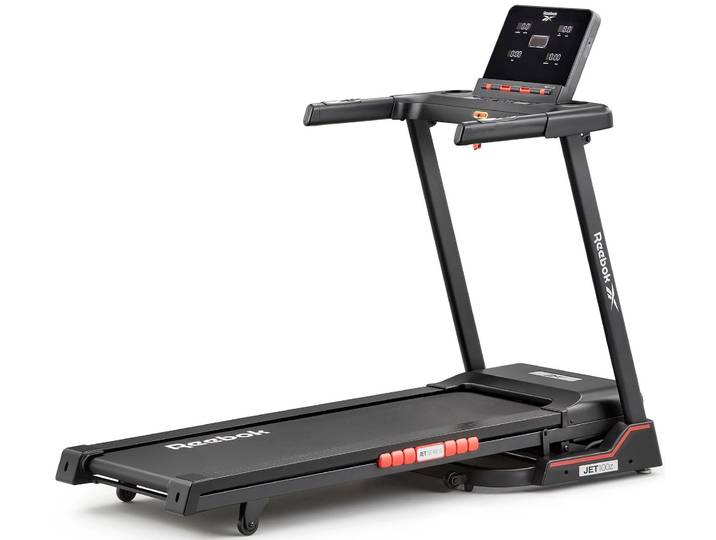 Laufband REEBOK Jet 100z , schwarz, LaufbänderB:73,8cm H:131,6cm L:160,5cm, Laufband, bis max. 18 km/h, klappbar, mit Steigung, 110 kg max. Benutzergewicht, B:73,8cm H:131,6cm L:160,5cm