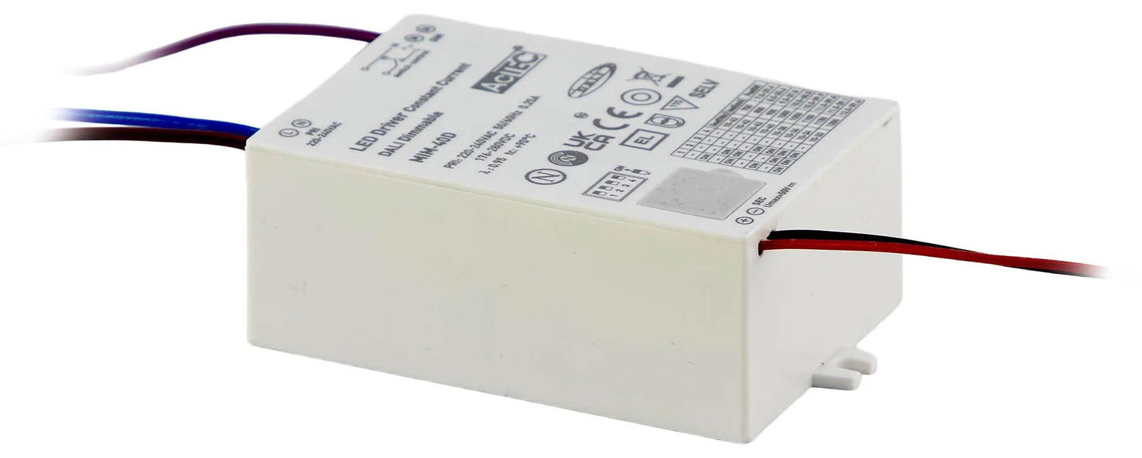 ARELUX MINI DRIVER CC DALI dimbare driver, 10-42V DC, 30W, IP20, 500-1050mA