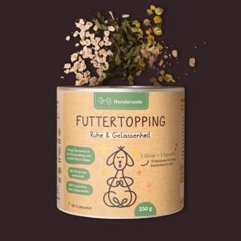 Hunderunde Futtertopping - Ruhe & Gelassenheit - Beruhigung für Hunde, Stressreduktion, Natürliche Kräuter, vegan 250g
