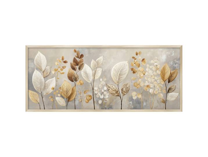 Euroart Metallbild Soft Leaves II - Haptic Effect, Mehrfarbig, Metall, Pflanzen, rechteckig, 60x120x4 cm, gerahmt, Bilder & Rahmen, Bilder, Holz & Metallbilder