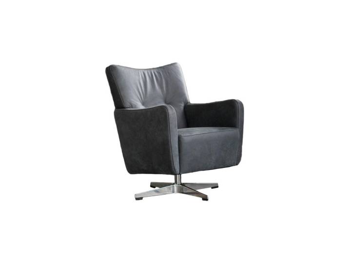 Kawola Drehsessel Aline Schwarz Leder Drehbar (180°), Füllung: Schaumstoff, 68x87x72 cm, Wohnzimmer, Sessel, Polstersessel