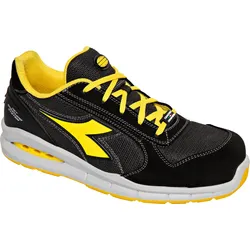 Diadora Utility Run Net AB Low S1PS, Sicherheitsschuhe Unisex - Schwarz/Dunkelgrau/Gelb - 45 EU
