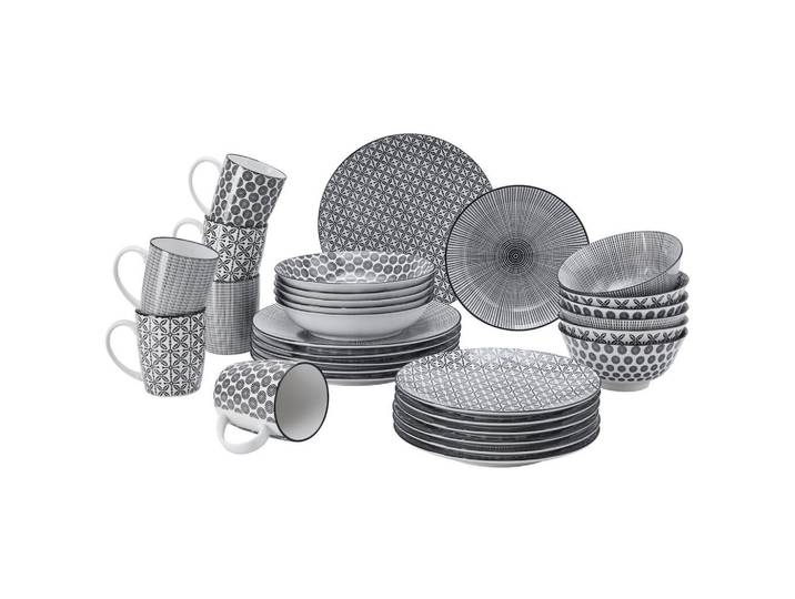 Ritzenhoff Breker Kombiservice Takeo, Schwarz, Weiß, Keramik, 30-teilig, Abstraktes, 350 ml, Lfgb, Essen & Trinken, Geschirr, Geschirr-Sets, Kombiservice