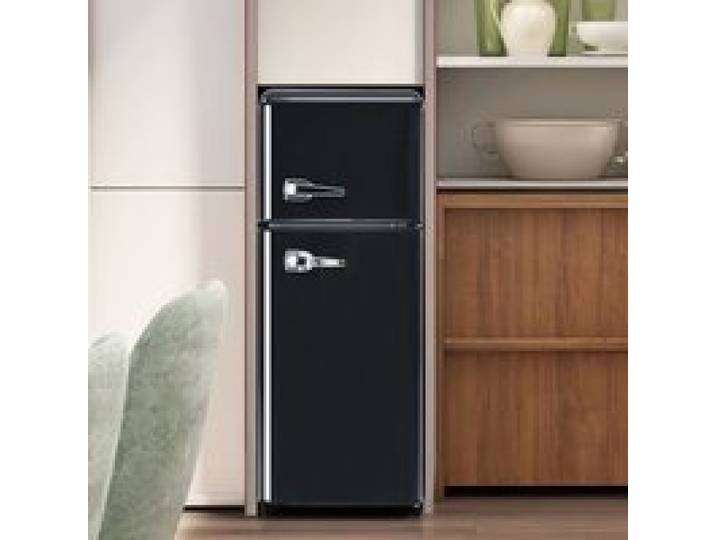 WOVREO réfrigérateur combiné rétro double porte 92 L congélateur haut 28 L pose libre noir