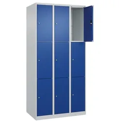 CP Schließfachschrank »Classic Plus Korpus lichtgrau« 3x3 Fächer blau, 90x185x50 cm