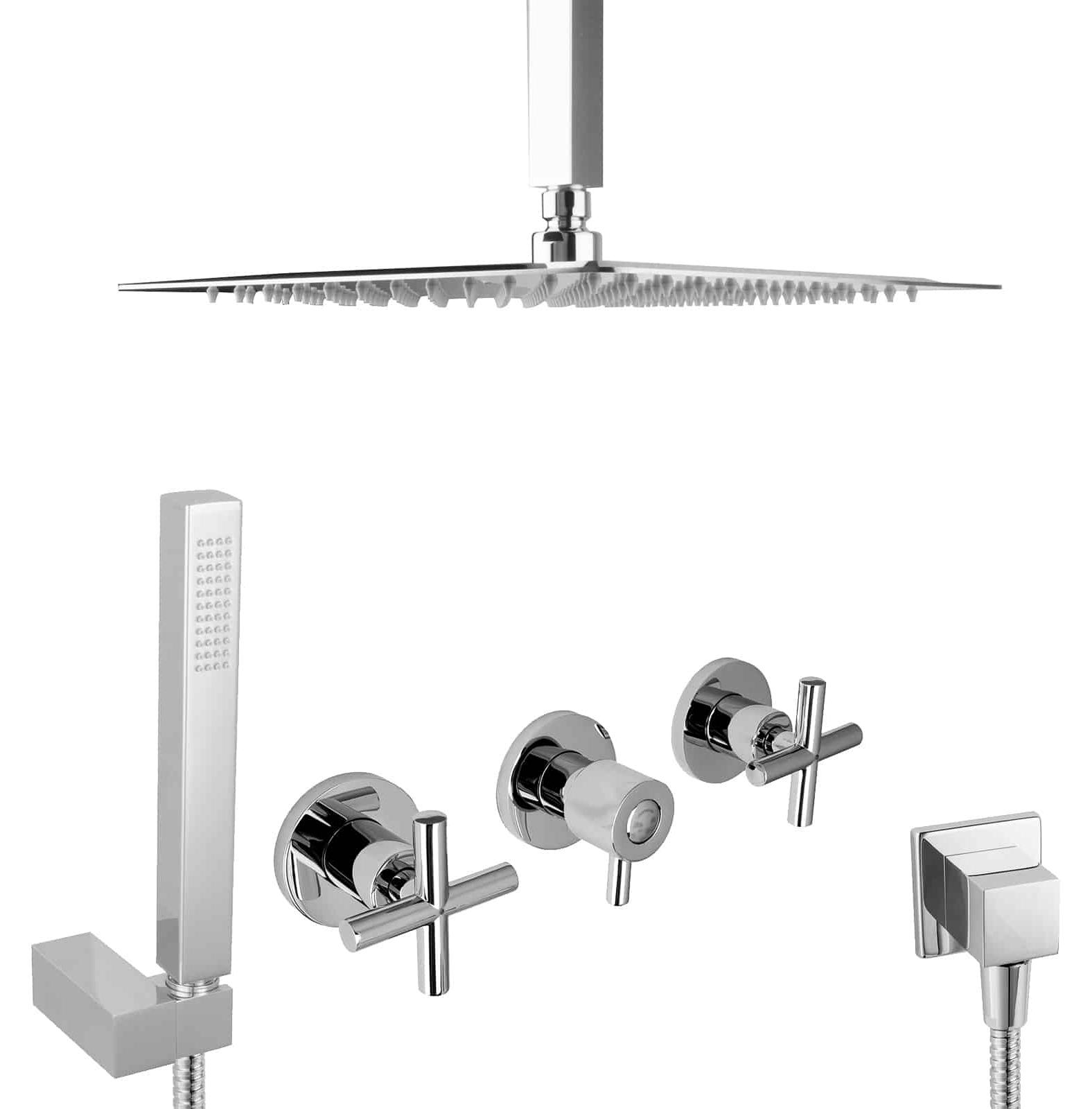 PaulGurkes unterputz Regendusche mit Deckenarm Set 30cm Regenwalddusche Duschsystem