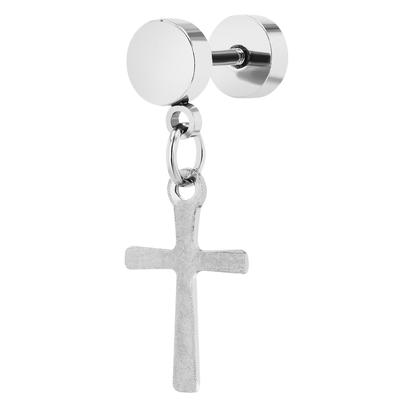 Paar Ohrhänger ADELIA´S "Unisex Ohrstecker aus Edelstahl mit Kreuz", silber, Ohrringe, Damen, Unisex, Edelstahl