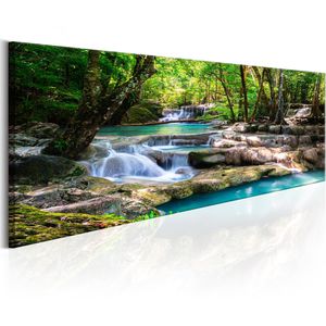 Artgeist Wandbild Wasserfall im Wald, Leinwand, Querformat, 120 x 40 cm