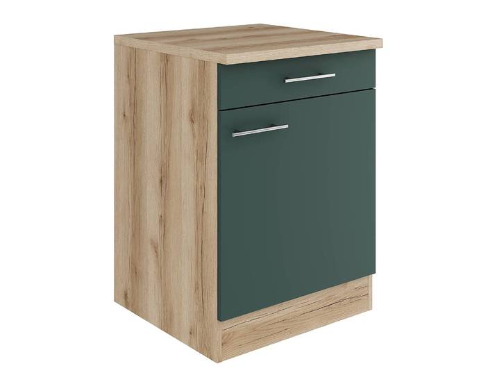 Meuble bas 60cm Vert/Vert/Imitation chêne sauvage