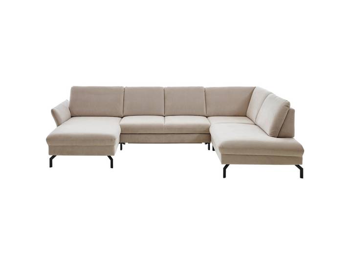 Beldomo System Wohnlandschaft, Graubraun, Metall, 5-Sitzer, U-Form, 335x220 cm, Goldenes M, erweiterbar, Typenauswahl, Fußauswahl, Stoffauswahl, Sitzqualitäten, seitenverkehrt erhältlich, Bettfunktion Hocker Rücken echt, individuell planbar, Wohnzimmer, Sofas & Couches, Wohnlandschaften, Wohnlandschaft U-Form