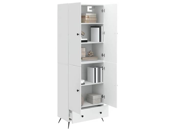 KTHLBRH Schrank-Set 2 Stück weiß glänzend Engineered Holz 4 Türen, 1 Schublade, 3 Einlegeböden, witterungsbeständig, pflegeleicht
