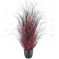 CREATIV green künstliche Pflanze Gras im Topf, 80cm, dunkelrot