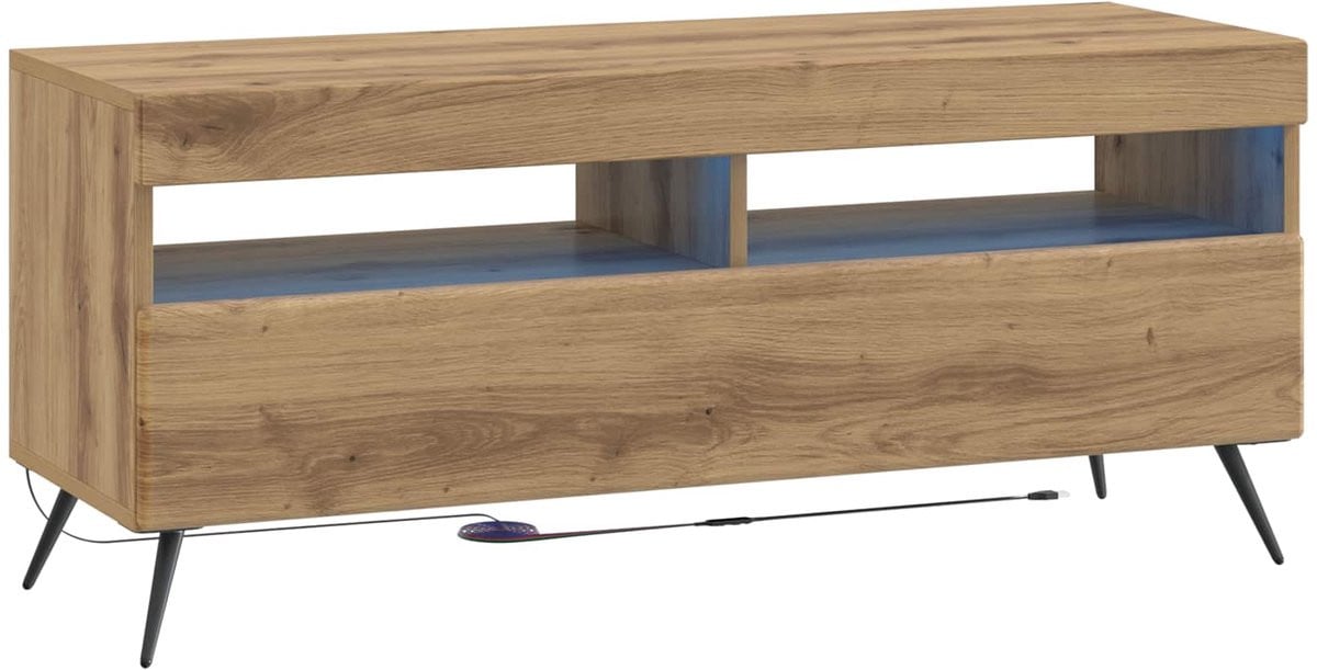vidaXL LED tv-meubel Artisanaal Eiken Bewerkt Hout
