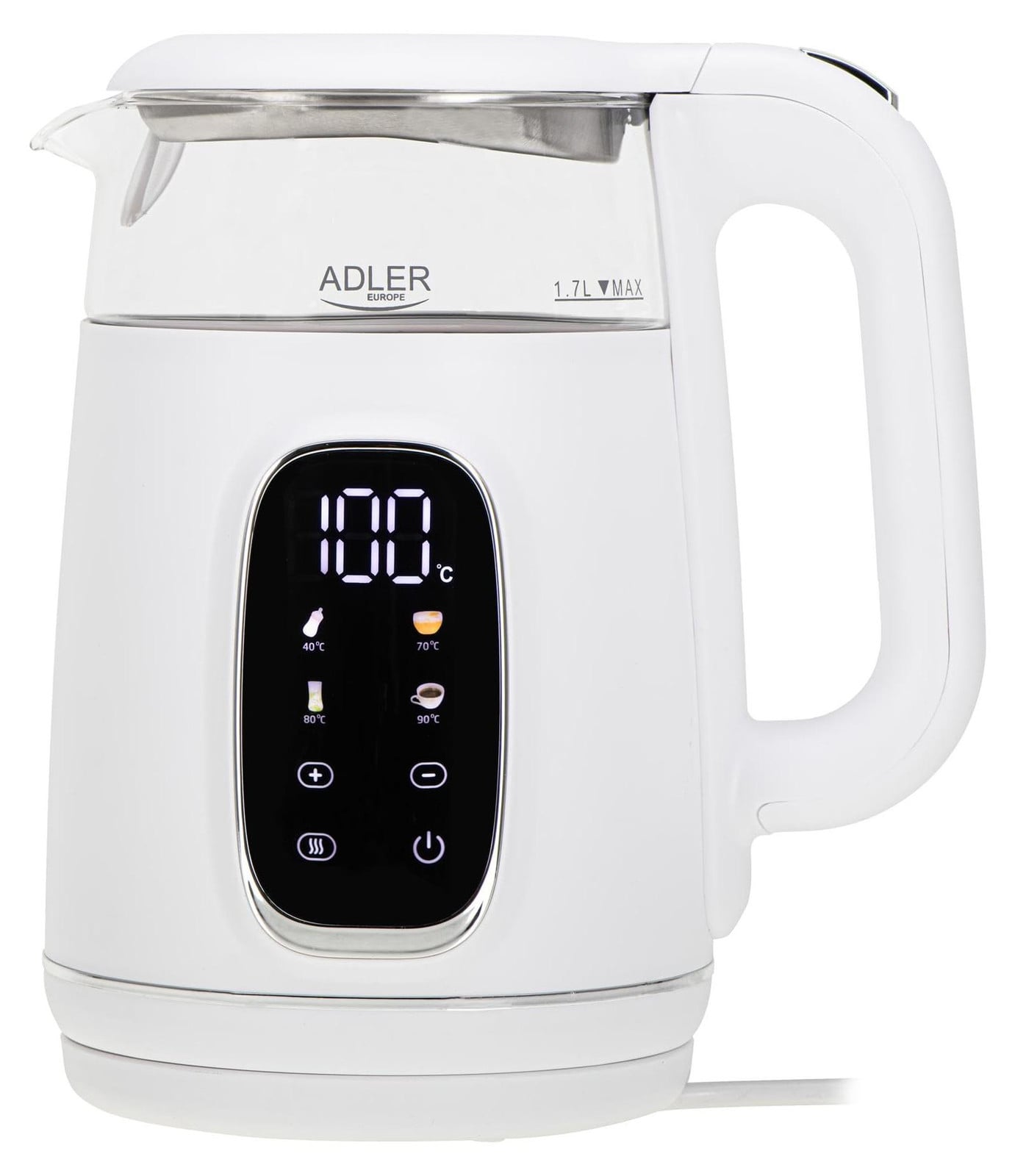 Adler AD 1305 elektrische waterkoker wit/zilver