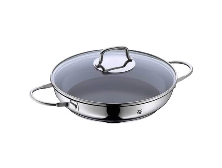 WMF Devil Servier-Schmorpfanne Induktion 26 cm mit Glasdeckel, Ofenfeste Pfanne, Servierpfanne, Cromargan Edelstahl beschichtet, Keramikbeschichtung, backofenfest