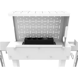 Neomounts Motorised Wall Stand incl. storage box 10cm Wheels VESA 100x100 up to 800x600 (110 kg, 37" - 100"), TV Ständer, Weiss