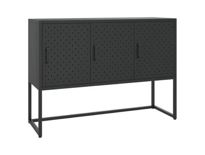 Makastle Sideboard Schwarz 105x35x75 cm Stahl mit 3 Türen Sideboard Schwarz 105x35x75 Cm Stahl – 3 Türen, 1 Regalboden, Stahlkonstruktion, Stellfüße Höhenverstellbar