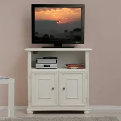 Fernsehunterschrank in Antikweiß lackiert klassischen Stil