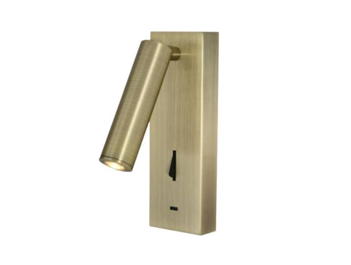 Applique liseuse avec interrupteur et usb-c laiton patiné