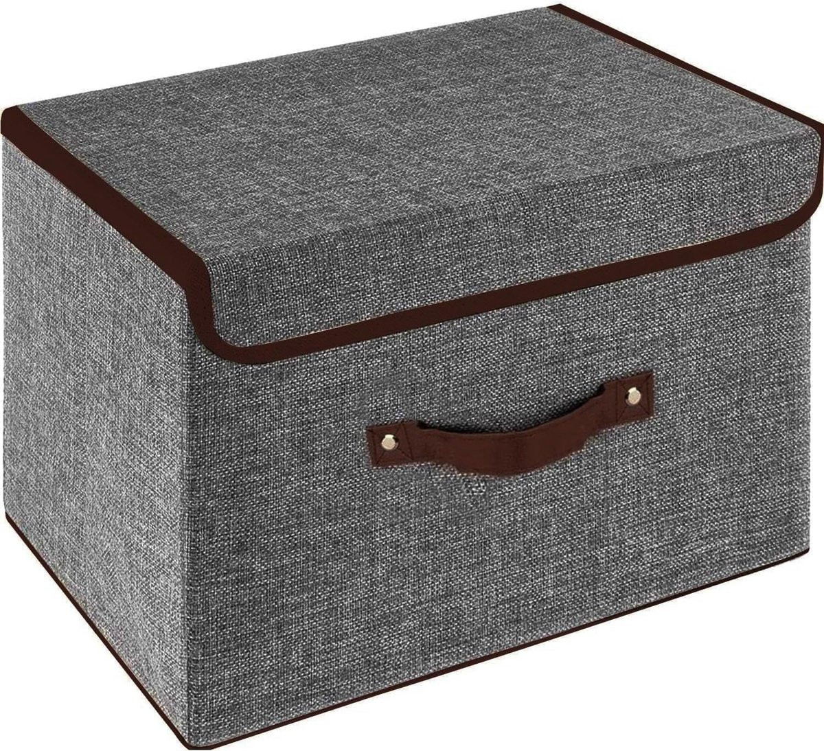 SnelShoppen Vouwbare Opbergdoos met Deksel en Handvatten, Grijs, B/D/H: 25 x 19 x 16 cm