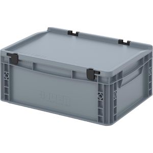 AUER Eurobox ED 43/17 HG, grau, 15 Liter, mit Deckel, geschlossene Griffe, 40 x 30 x 18,5cm