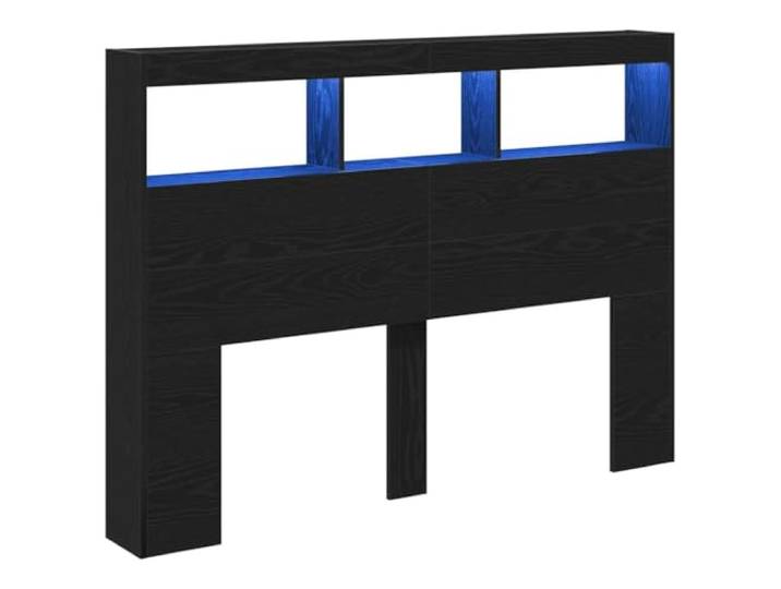 vidaXL LED-Kopfteil mit Ablagen Schwarz Eichen-Optik 140x17x102 cm