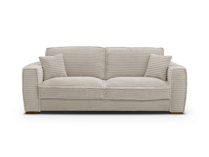 THEOULE - Canapé convertible 3 places - Velours Côtelé, Beige