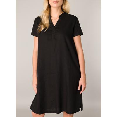 Tunikakleid BASE LEVEL "Yacin", Damen, Gr. 36, N-Gr, schwarz, Web, Obermaterial: 55% Leinen, 45% Viskose, unifarben, gerade knielang, Serafino, Kleider, Sommerkleid mit Leinen