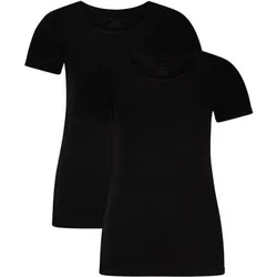 BAMBOO BASICS Bamboo basics Damen T-Shirt KATE, 2er Pack - Unterhemd, Rundhals, Single Jersey, Größe M in Schwarz Schwarz