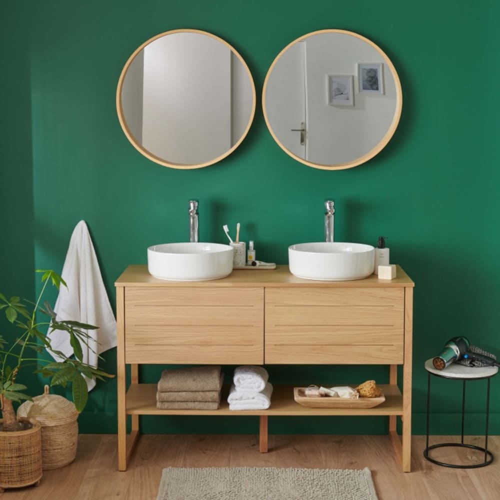 Mob In Meuble sous vasque 120cm+ vasque blanche +miroir Marron 120x78x50cm