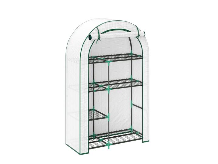 Outsunny Serre de Jardin 3 Niveaux 3 Portes 215x46x151cm Vert