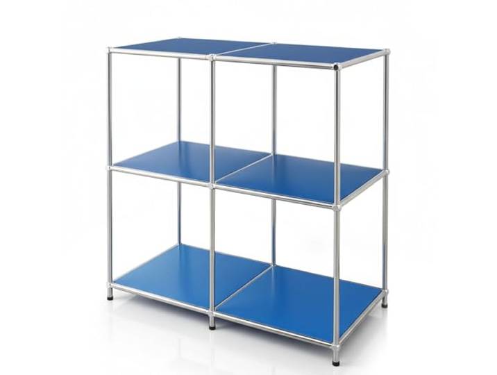 KARAT Metallregal Blau – Offenes Regal mit 3 Ablagen (B80×T40×H80 cm) – Pulverbeschichtetes Stahlgestell verchromt – Modern & vielseitig nutzbar - Concept Epure MK-027