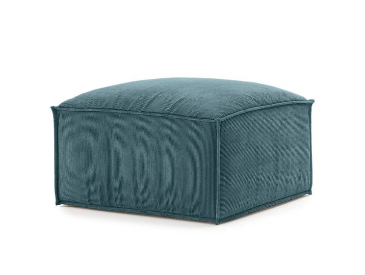 Repose-pieds capitonné Caborno 71 x 71 x 43cm Bleu Velours côtelé Scota: Océan