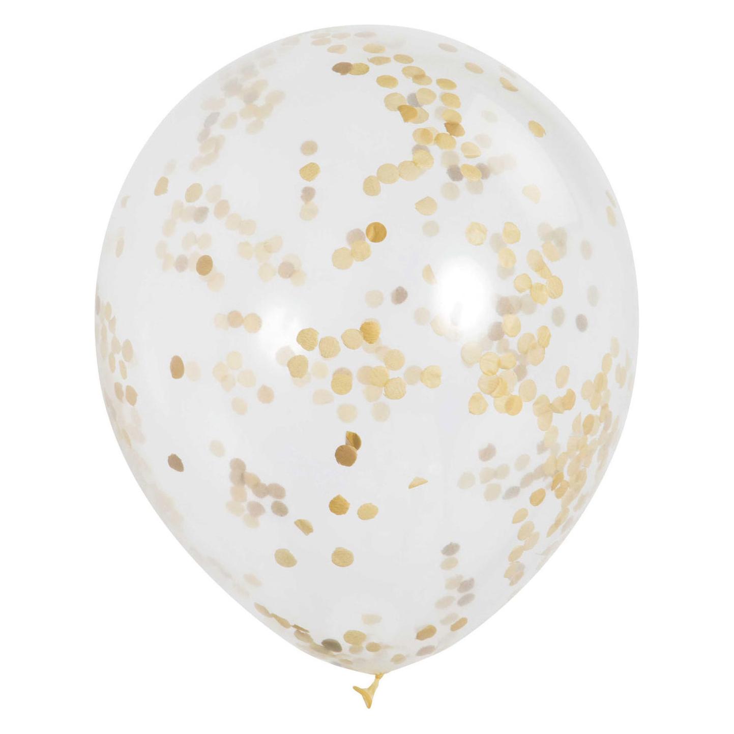 Haza Witbaard Konfettiballons Gold, 6St. (6x) (U49595)