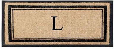 A1 Home Collections Natural Coir and Non Slip Rubber Front Door Mat Thin Profile Large Monogrammed Doormat