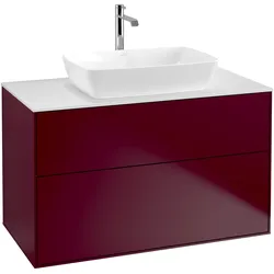 Villeroy & Boch Waschbeckenunterschrank Finion F76100HB, 1000x603x501 mm, Peony Matt Lacquer, SoftClosing, Push-to-open, mit Glasabtrennungen und Accessory Boxen