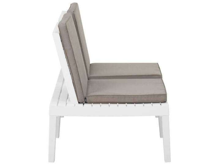 Blanc Siège de jardin - Banc de salon de jardin - 1 PC - avec coussin Plastique Blanc C4685