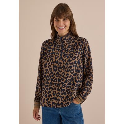 Langarmbluse CECIL, Damen, Gr. XL (44), braun (creamy mocha), Stoff, 100% Viskose, klassisch normal, ohne Ausschnitt, Bündchen, Blusen, im angesagten Leo-Look