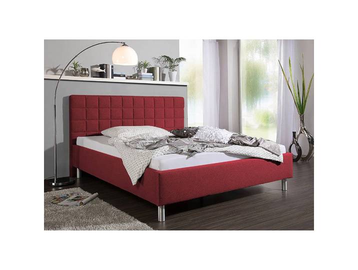 Polsterbett Ulven 140 x 200cm Strukturstoff Rot/Weinrot