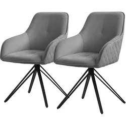ESSZIMMERSTUHL 2er Set drehbar Grau Webstoff