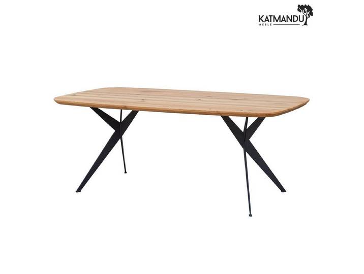 Katmandu Esstisch Esstisch Sistina 200 × 100 cm oval – Massiver Eichenholztisch mit Meta